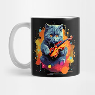 British Shorthair Playing Violin Mug